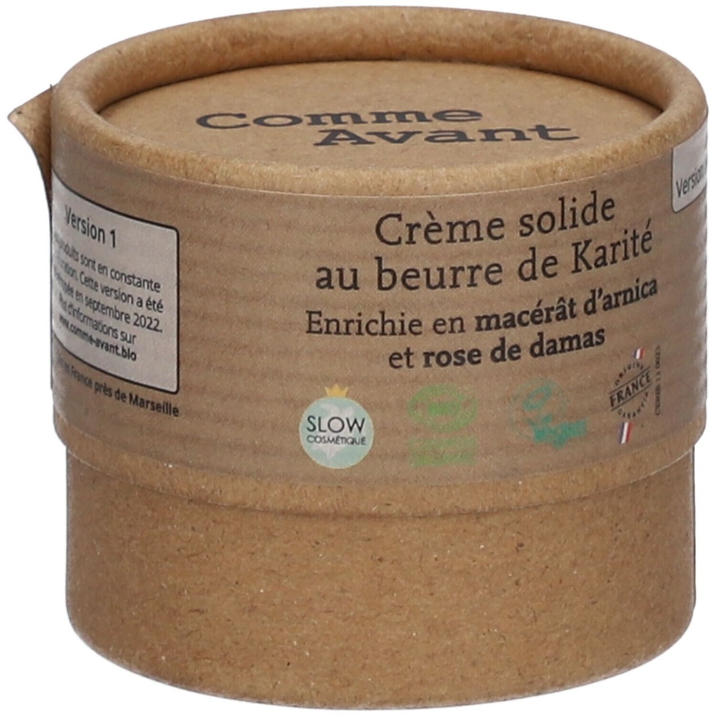 Crème solide au beurre de karité (arnica et rose)