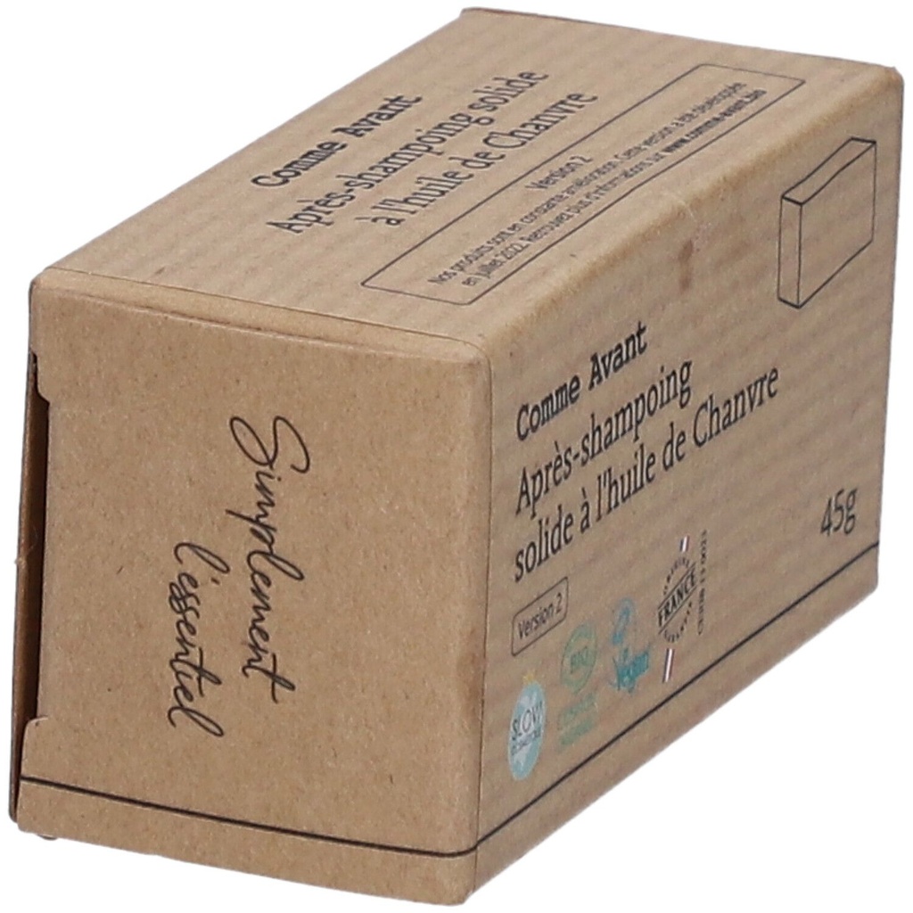 Après shampoing solide à l'huile de chanvre - 45 g - Comme Avant