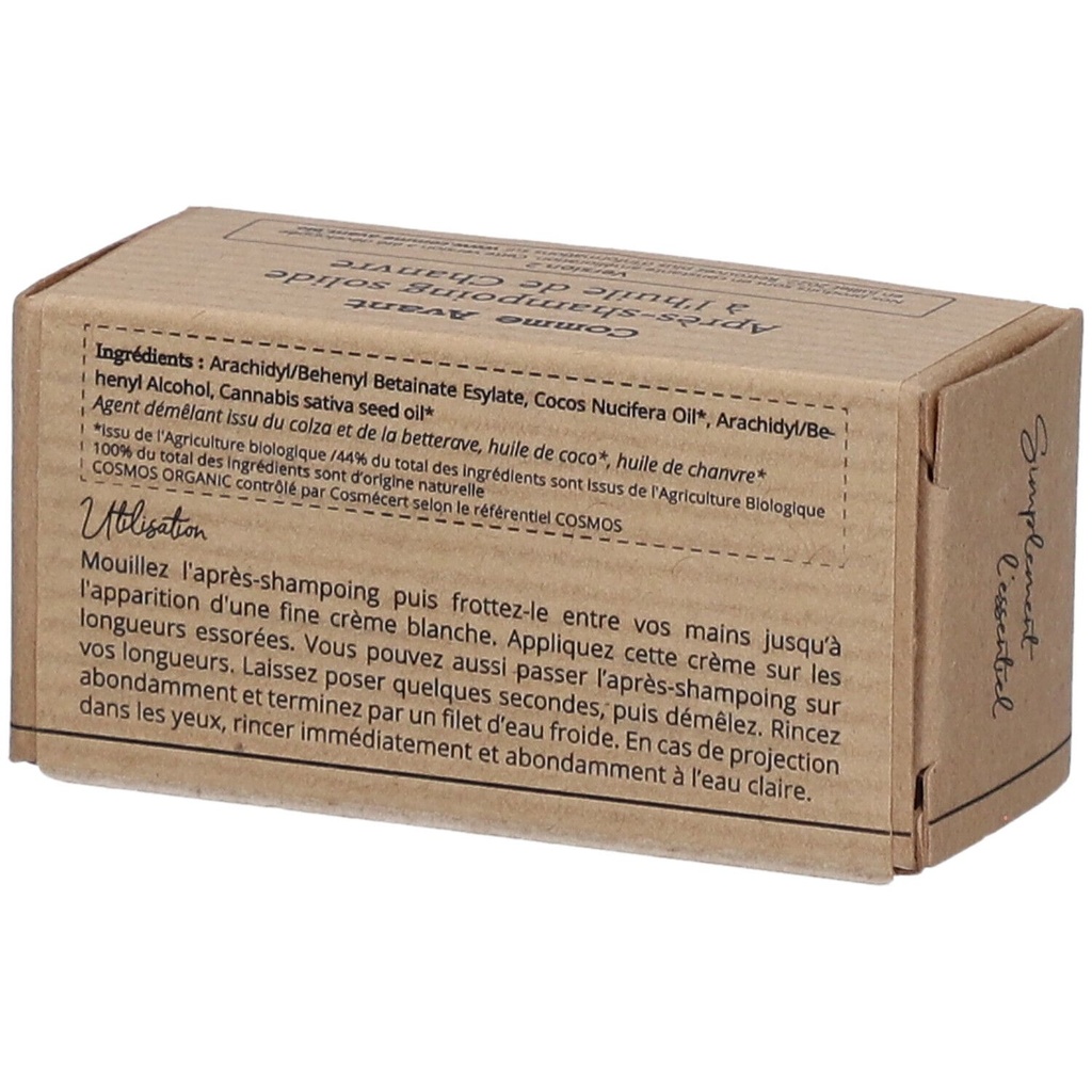 Après shampoing solide à l'huile de chanvre - 45 g - Comme Avant