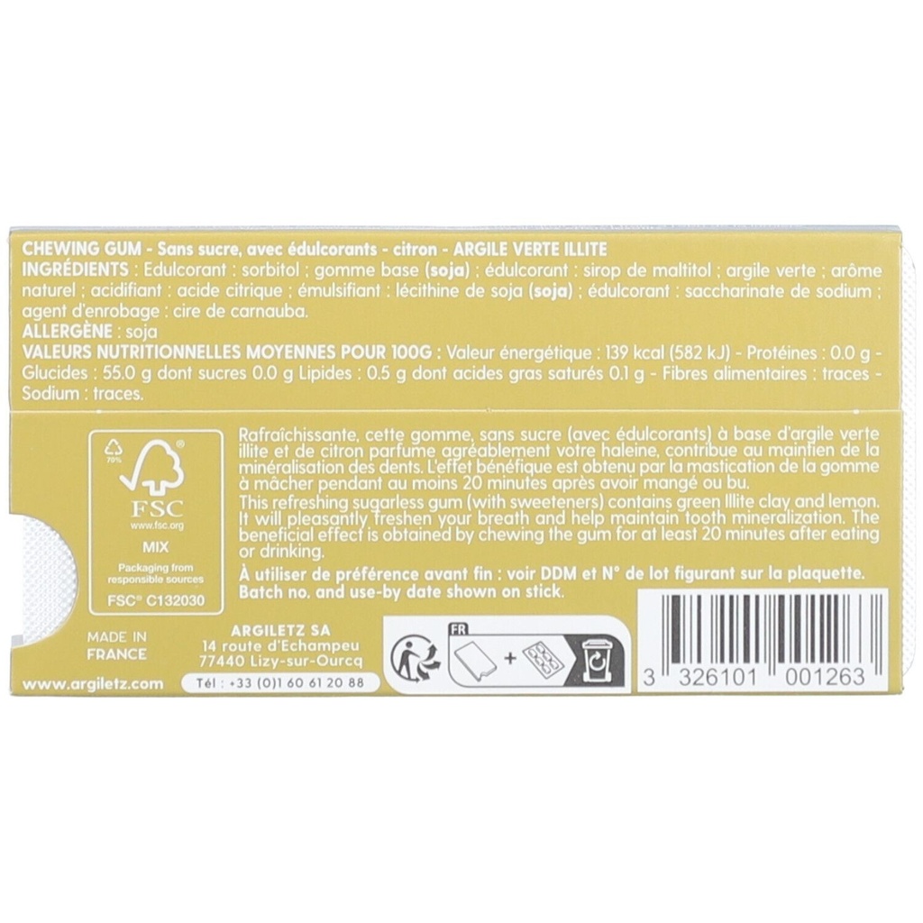 Argil'gum citron & argile verte 12pc