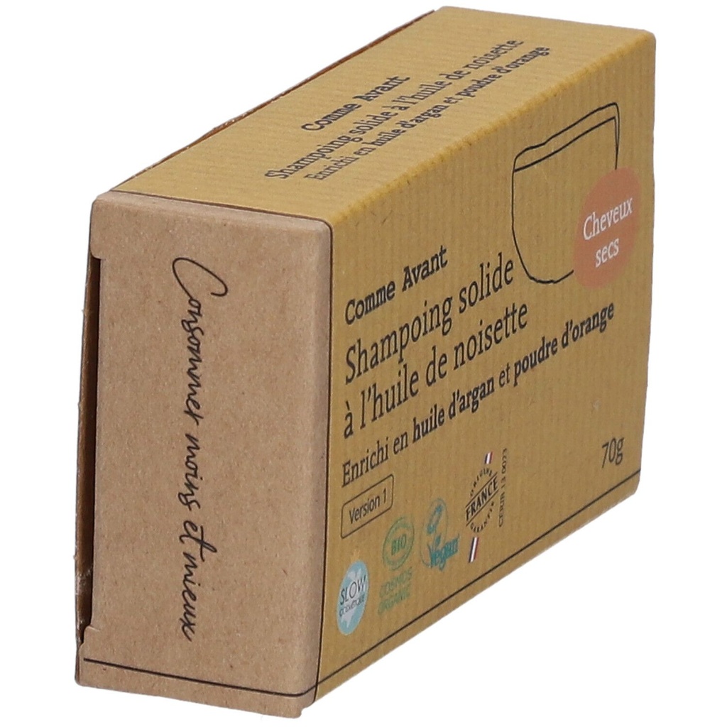 Shampoing solide à l'huile d'argan (cheveux secs) - 70 g - Comme Avant