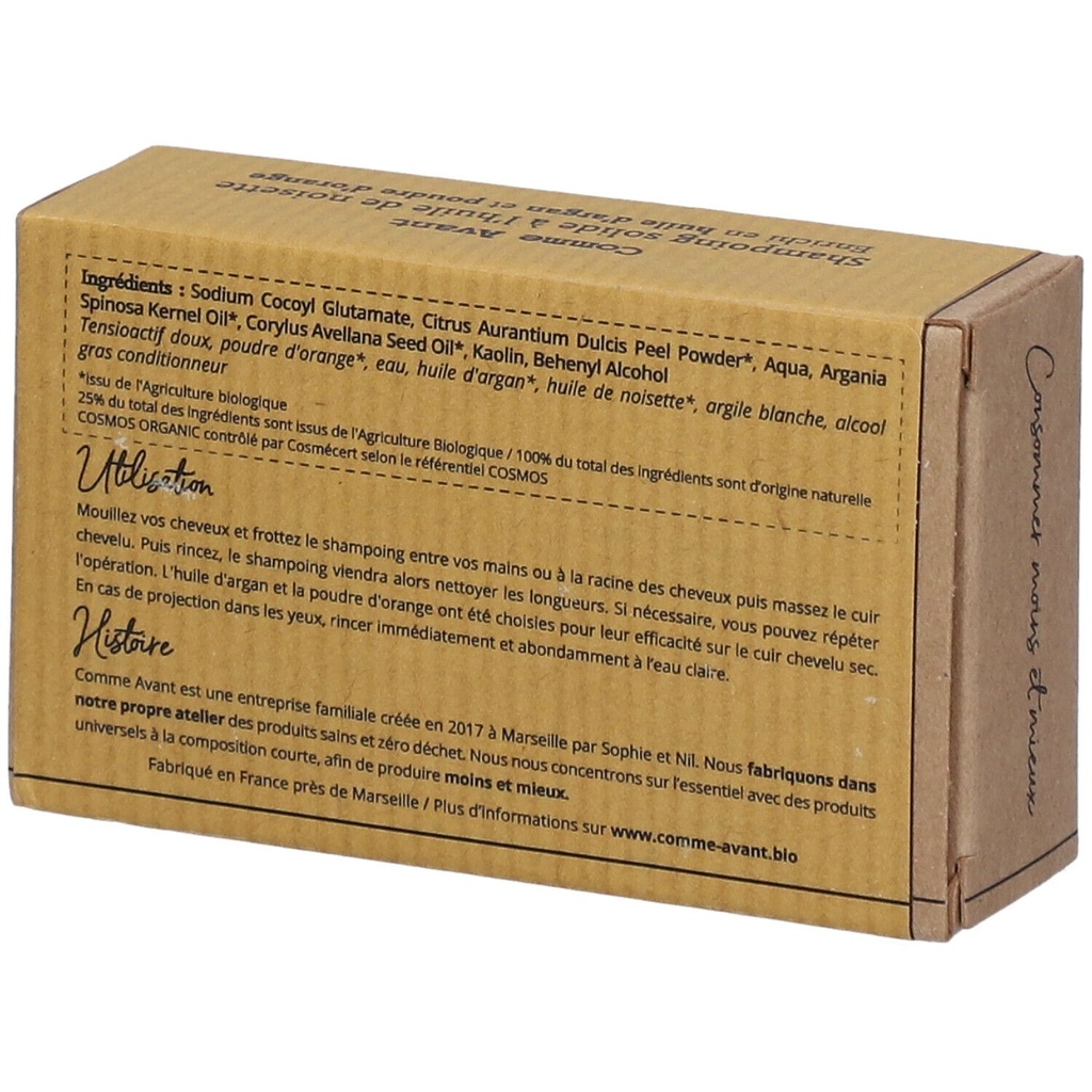 Shampoing solide à l'huile d'argan (cheveux secs) - 70 g - Comme Avant