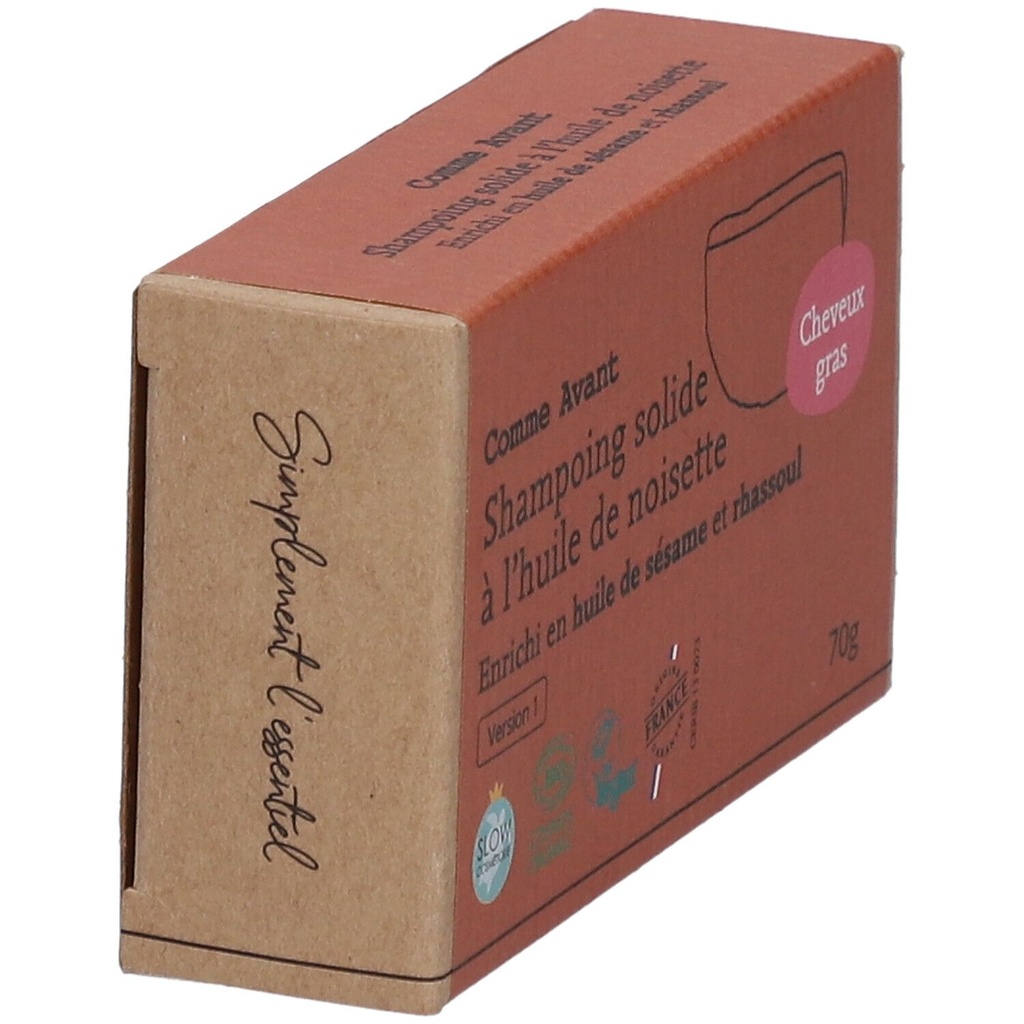 Shampoing solide à l'huile de  sésame (cheveux gras) - 70 g - Comme Avant