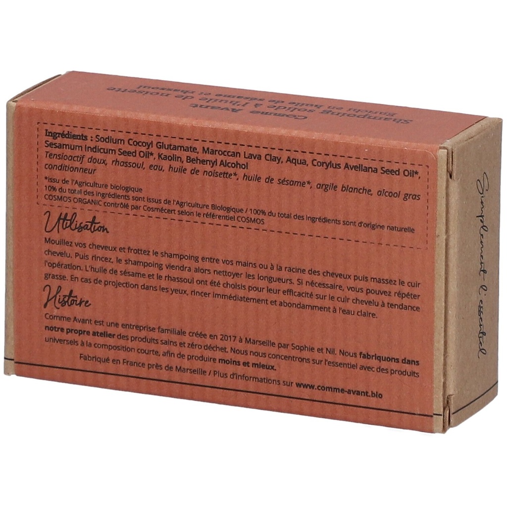 Shampoing solide à l'huile de  sésame (cheveux gras) - 70 g - Comme Avant