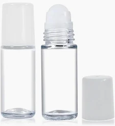Flacon roll-on en verre transparent et bille plastique 50ml