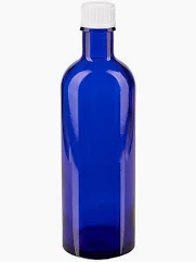 Flacon verre bleu 200ml + capsule blanche