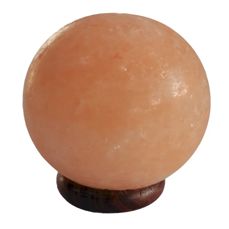 Lampe de sel d'himalaya ronde base bois