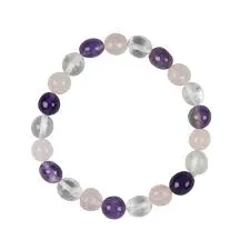 Bracelet Améthyste, Cristal, Quartz Rose perles 8mm - Harmonie