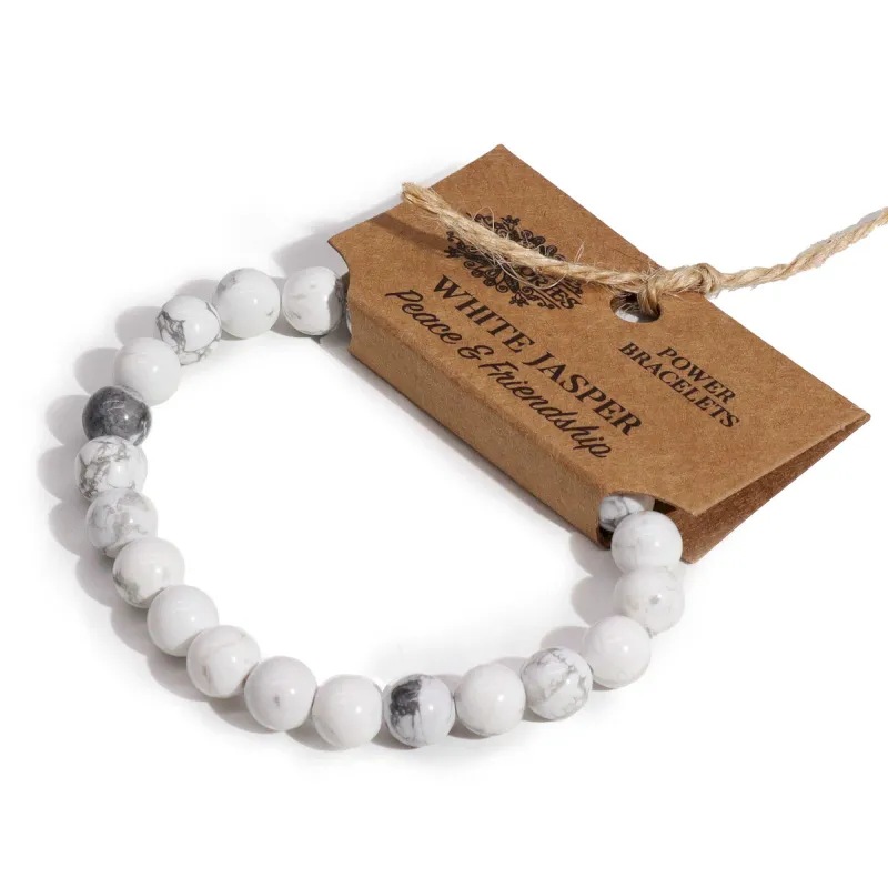 Bracelet de Puissance - Jaspe Blanc Paix et Amitié