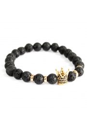 Bracelet Pierre Fine - Couronne Dorée/ Pierre de Lave - force