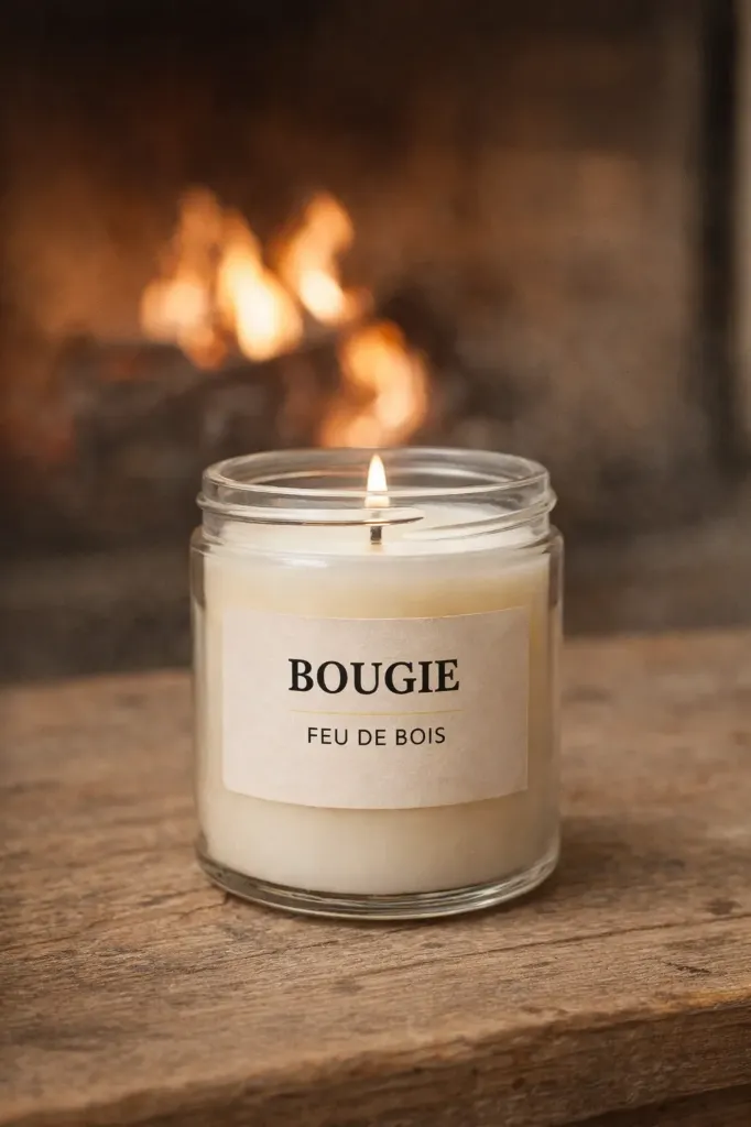 Bougie feu de bois