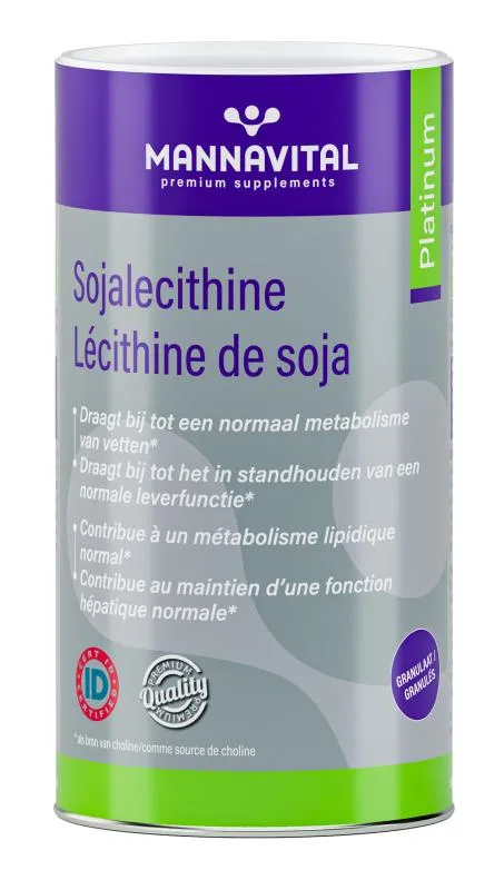 Lécithine de soja granulés 500 g Mannavital – Source naturelle de choline