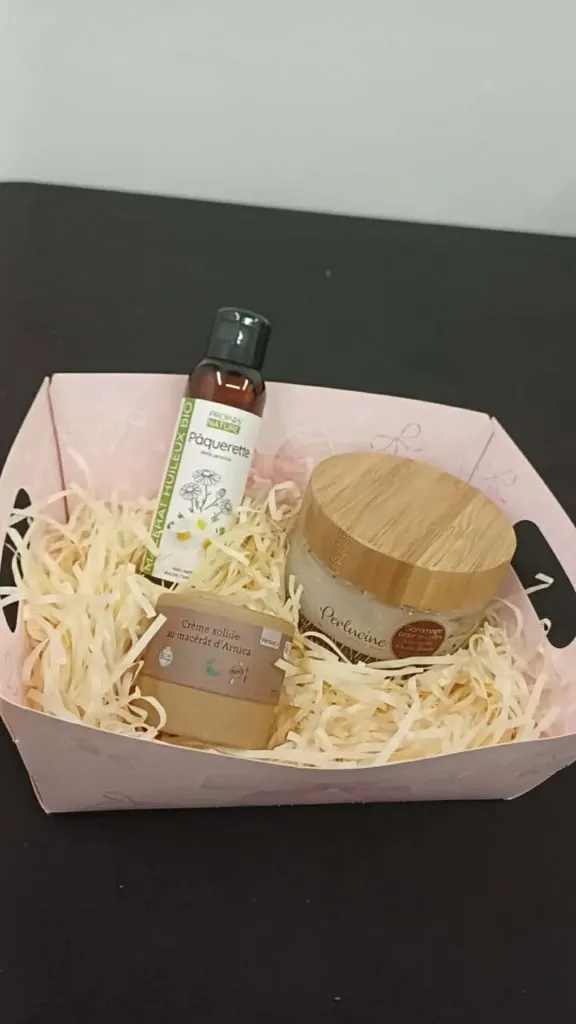 Coffret soin corps naturel – huile de pâquerette, gommage & crème solide – numéro 11