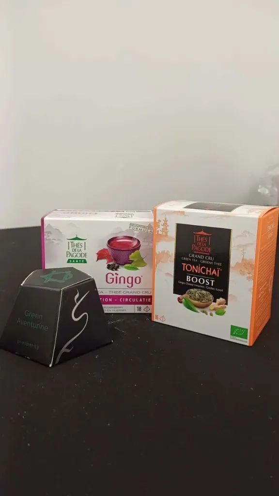 Coffret thés Gingko & Tonichai avec boule à thé aventurine – moment tonique - numéro 5