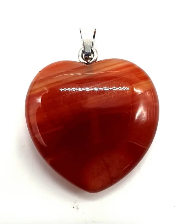 Cornaline – Pendentif pierre naturelle – Forme coeur