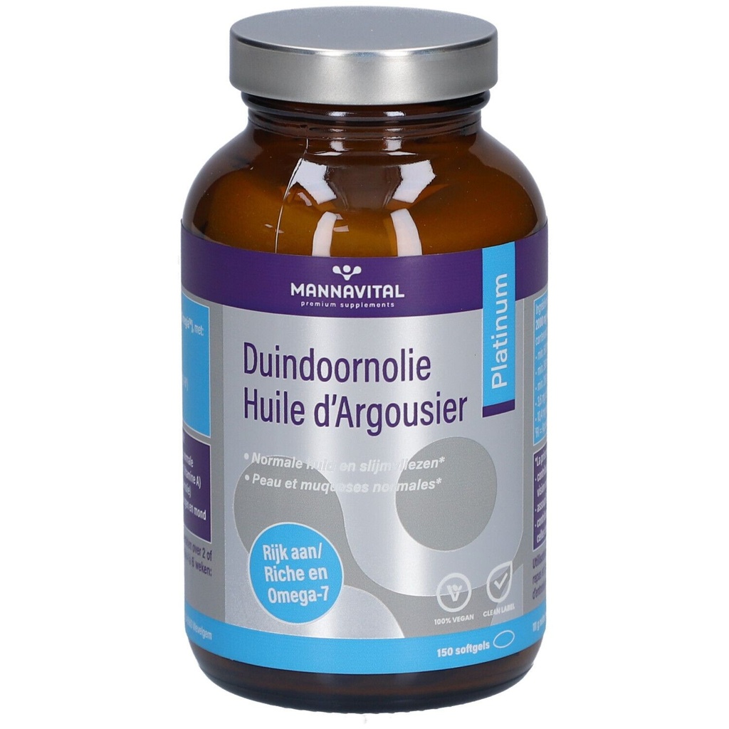 Huile d'Argousier Platinum 150 V-softgels – Oméga-7, vitamines A et E