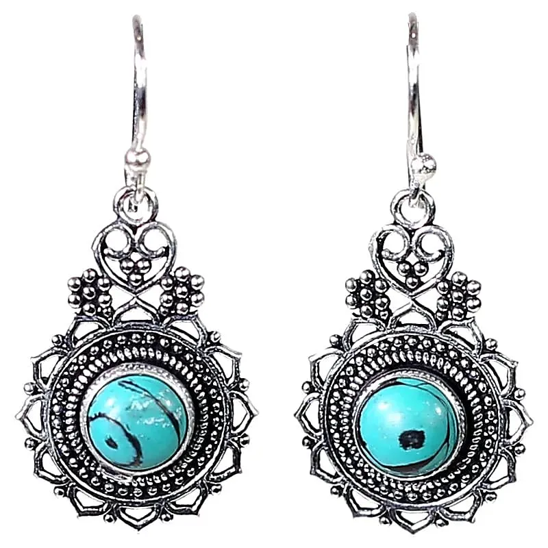Boucles d'oreilles Bohémiennes laiton couleur argent