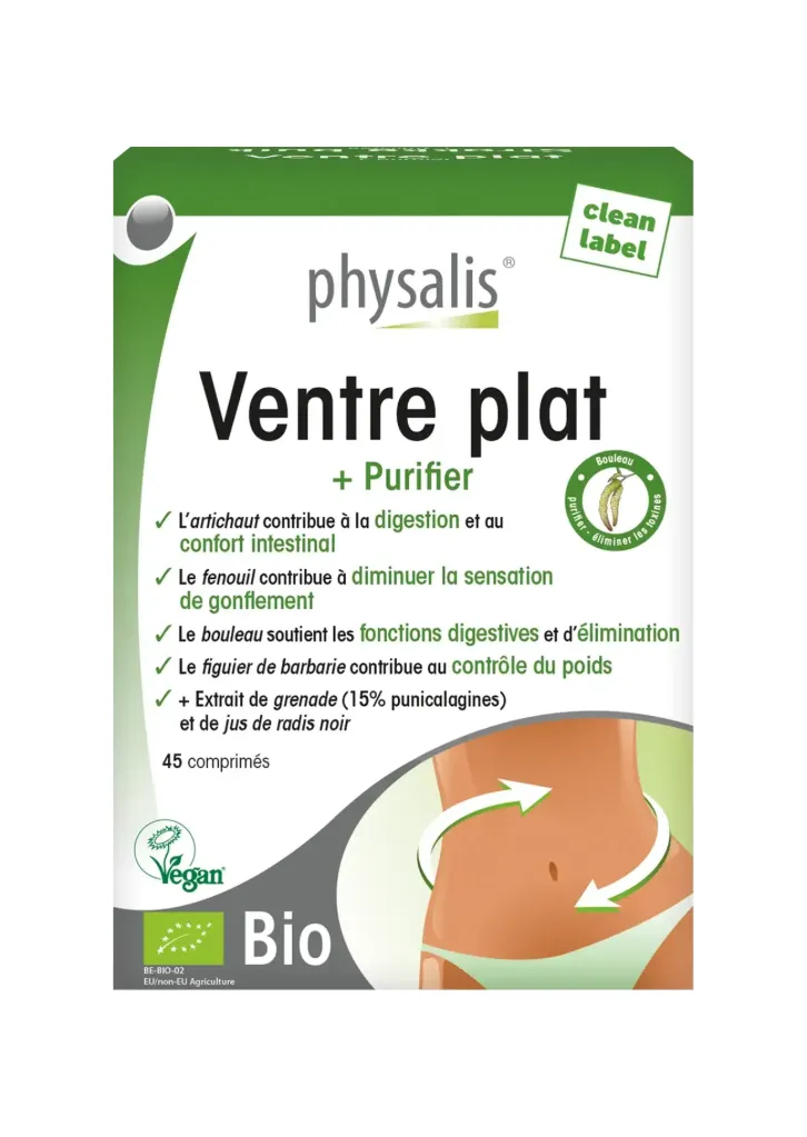Ventre Plat BIO Physalis® – Digestion & Confort Intestinal – 45 Comprimés