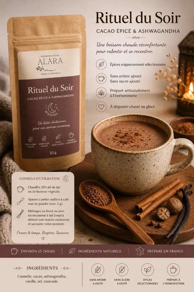 Préparation pour rituel du soir cacao épicé & ashwaganda 30g