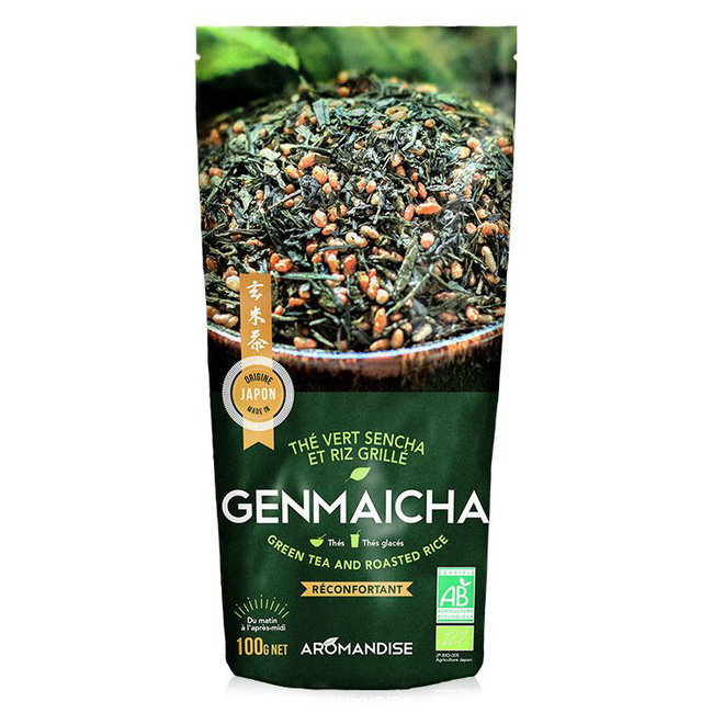 Thé vert et riz Genmaicha bio – Thé japonais Sencha & riz grillé – 100 g