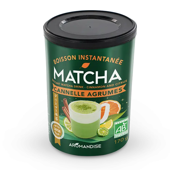Matcha Cannelle Agrumes Aromandise – Préparation Matcha Latte 170 g