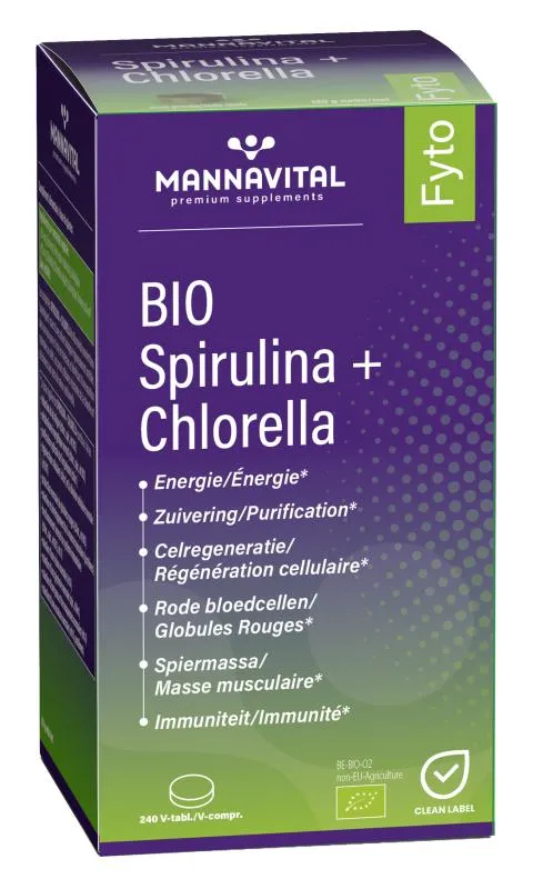 Spiruline + Chlorella Bio Mannavital – 240 comprimés