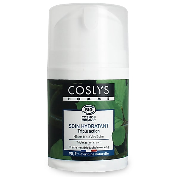 Soin hydratant triple action homme bio Coslys 50 ml – après-rasage & soin visage