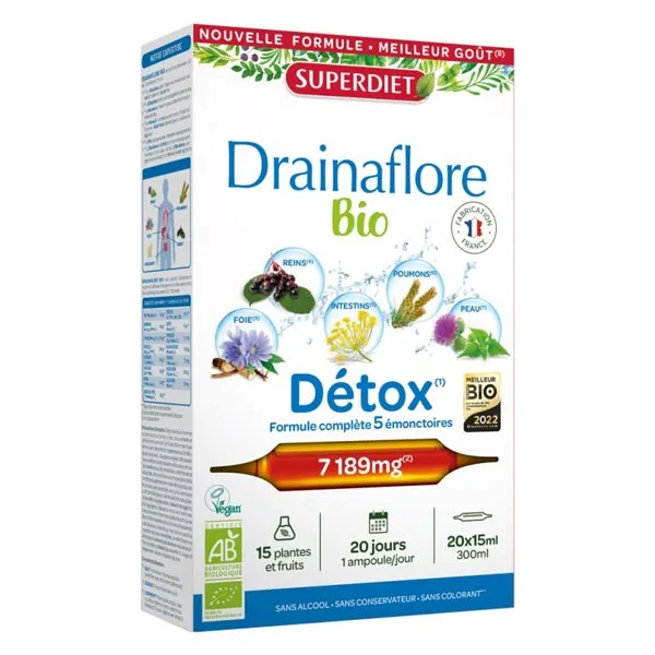 Drainaflore Bio 20 ampoules – Complexe de plantes et fruits bio