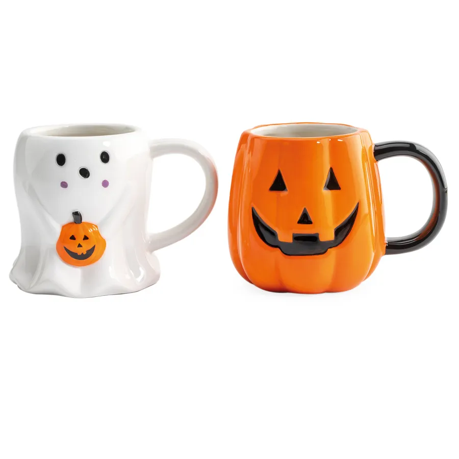 Mug Halloween Fantôme ou Citrouille en porcelaine – H 9 cm