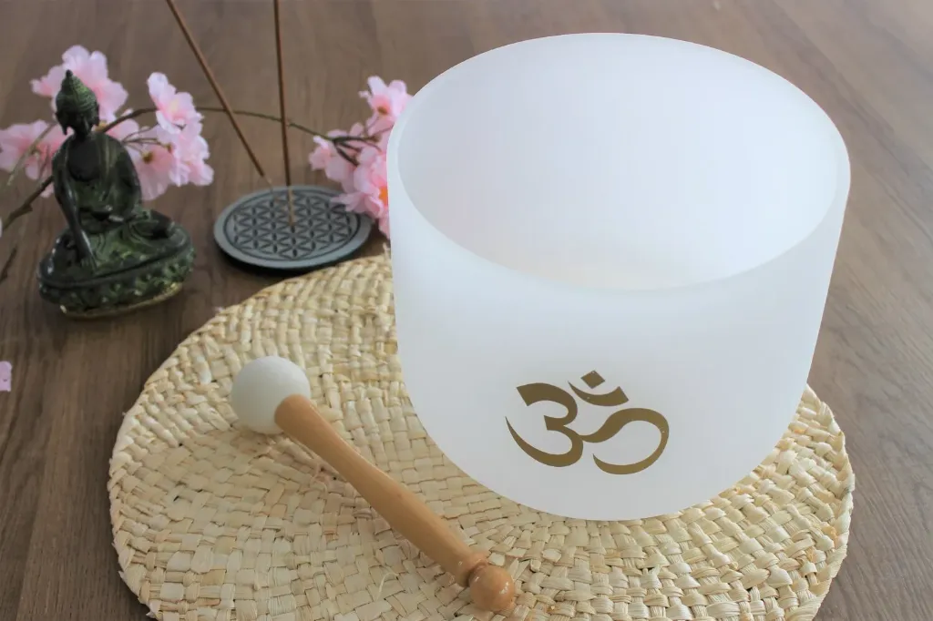 Bol Chantant en Cristal Om Blanc Omsaé – Note La 440 Hz – Ø 20 cm