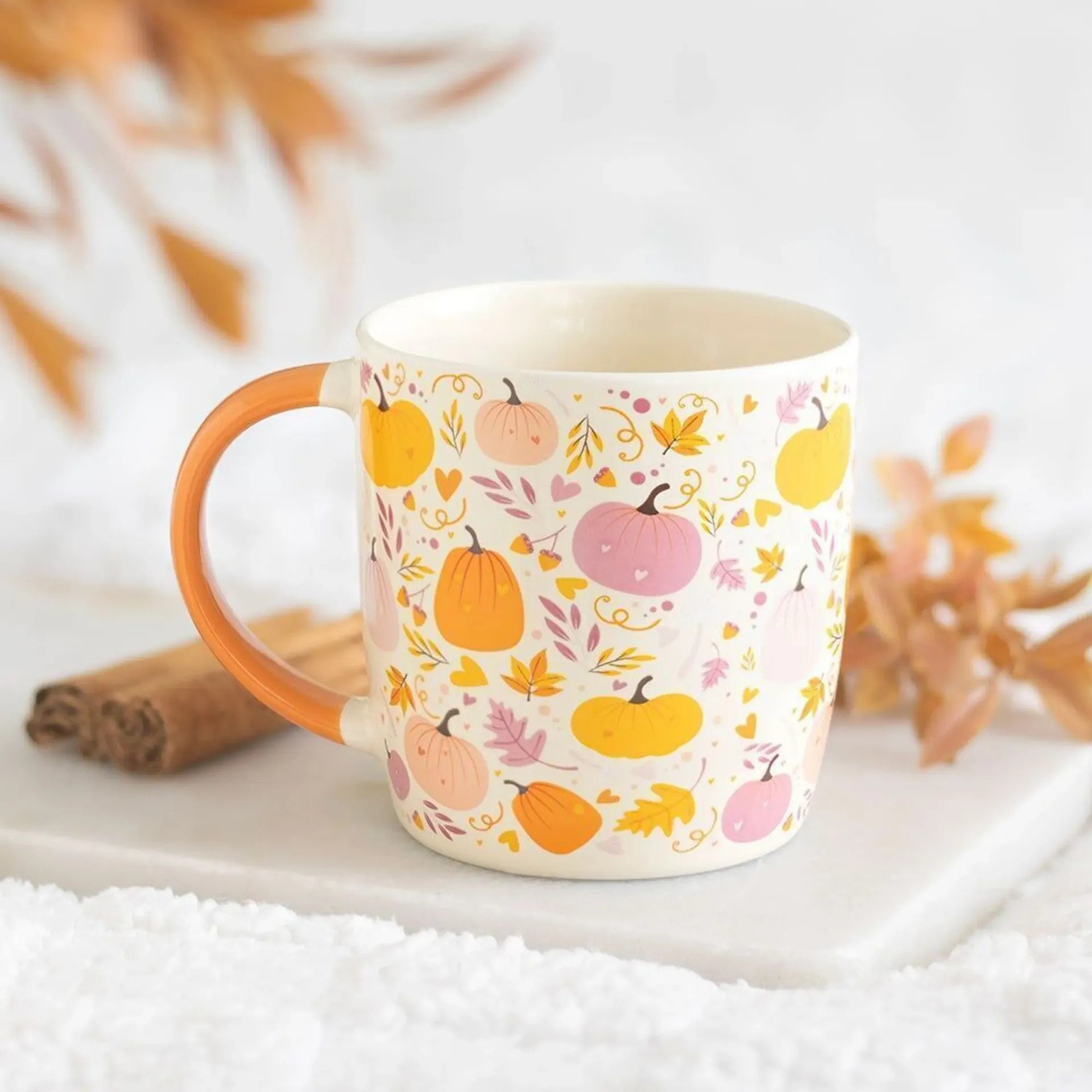 Mug citrouilles roses & orange – 370 ml
