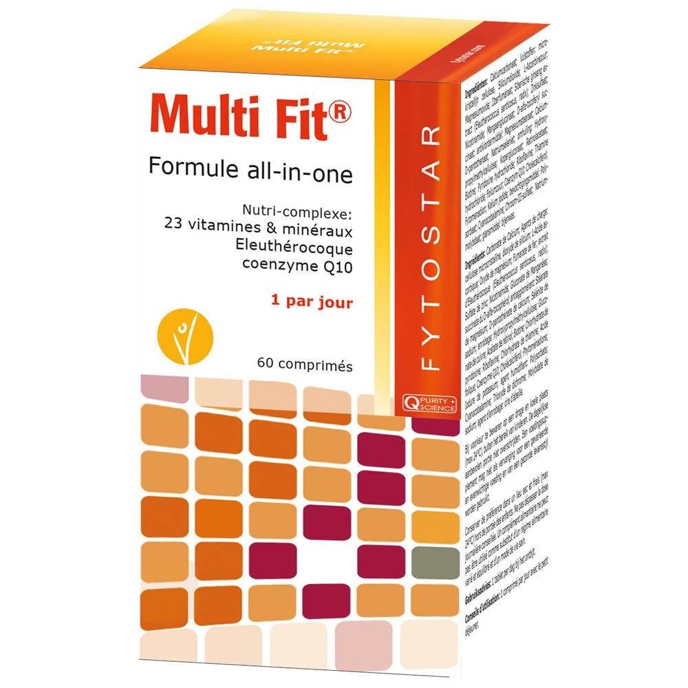 Fytostar Multi Fit – 23 Vitamines & Minéraux + Éleuthérocoque & Coenzyme Q10 – 60 comprimés