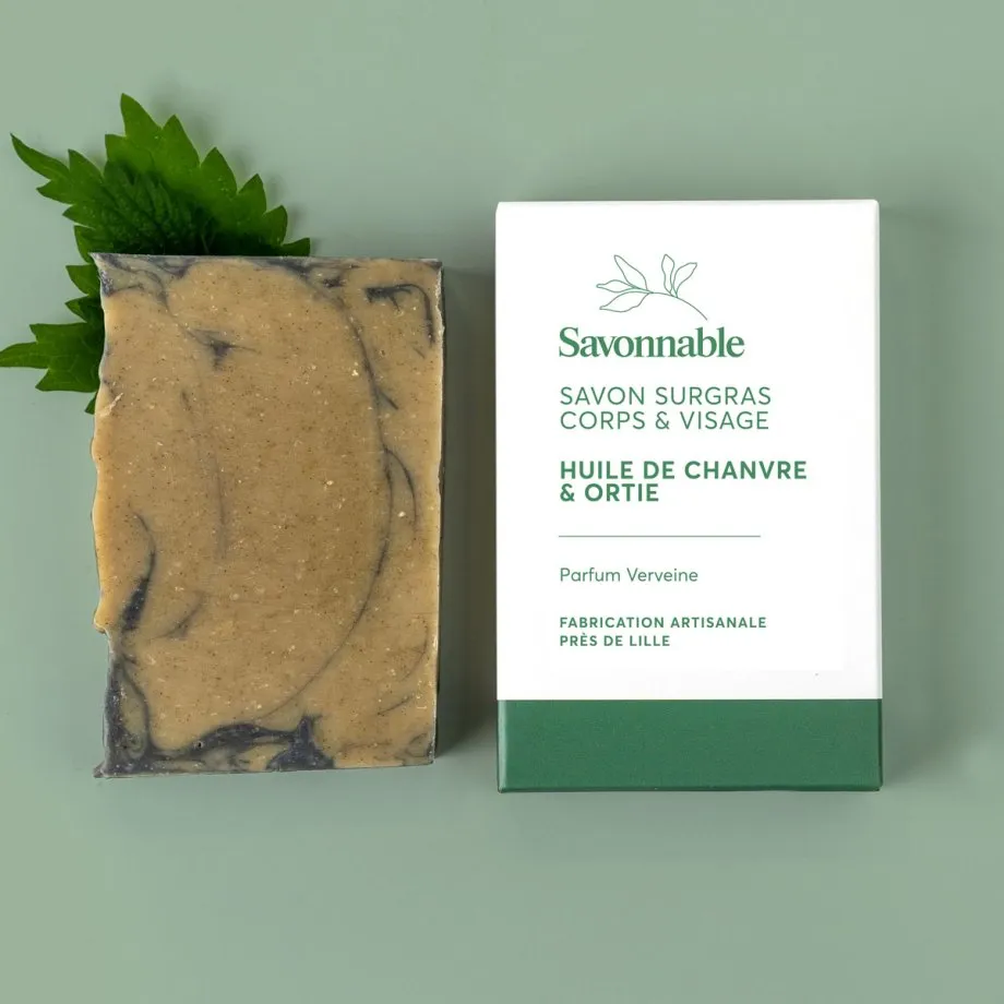 Savon Surgras Chanvre & Ortie Savonnable – Corps & Visage – Parfum Verveine 100g