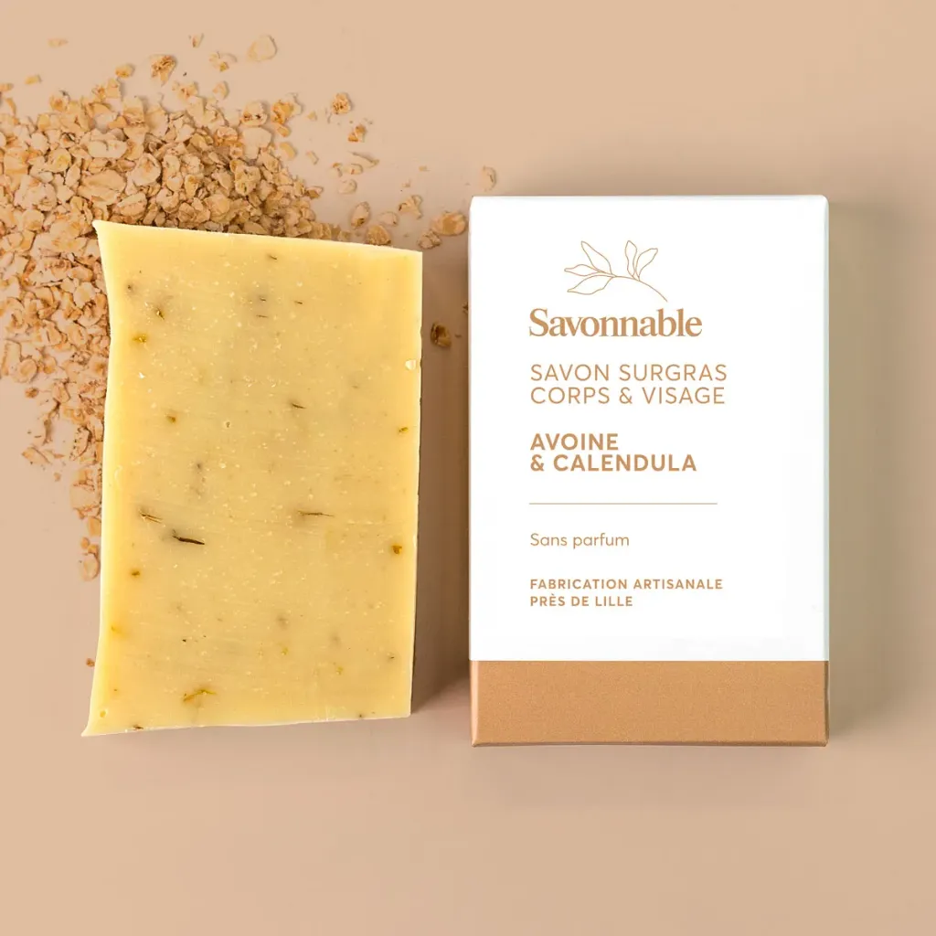 Savon Surgras Avoine & Calendula Savonnable – Peaux Sèches & Délicates – 100 g