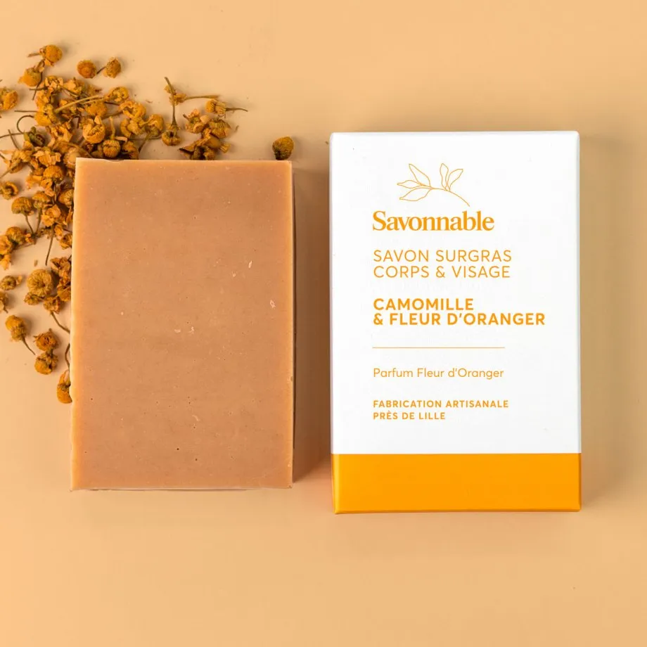 Savon Surgras Camomille & Fleur d’Oranger Savonnable – Peaux Délicates – 100 g