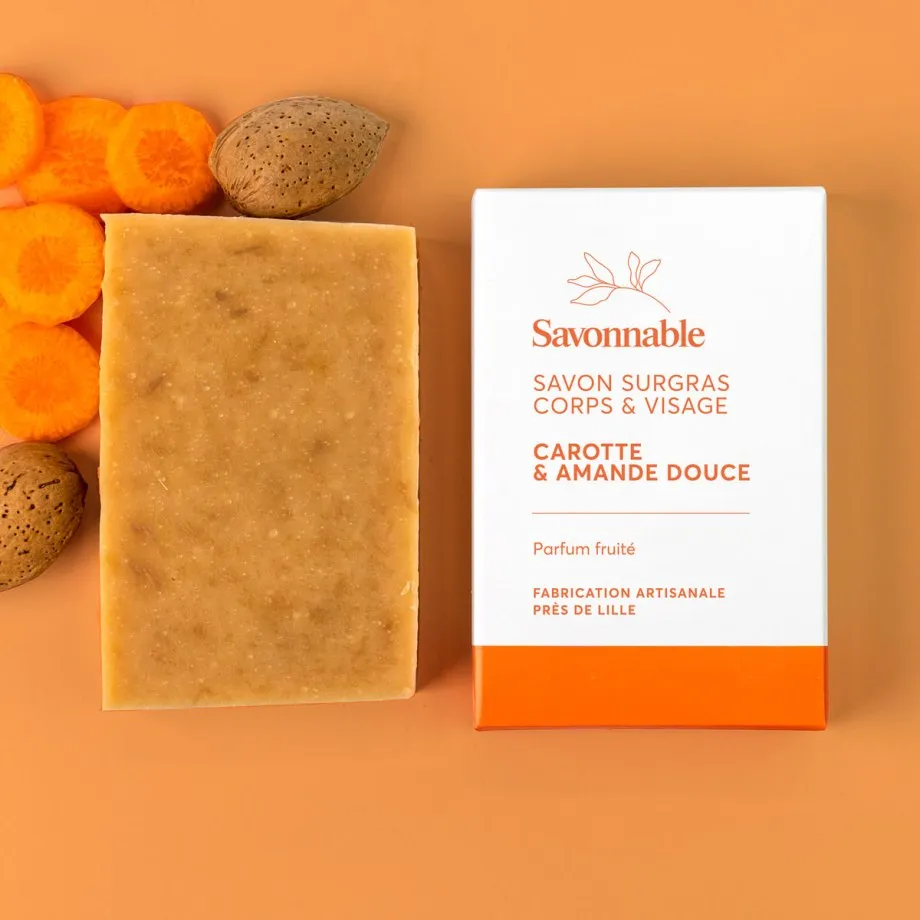 Savon Corps & Visage Carotte & Amande Douce Savonnable – 100 g