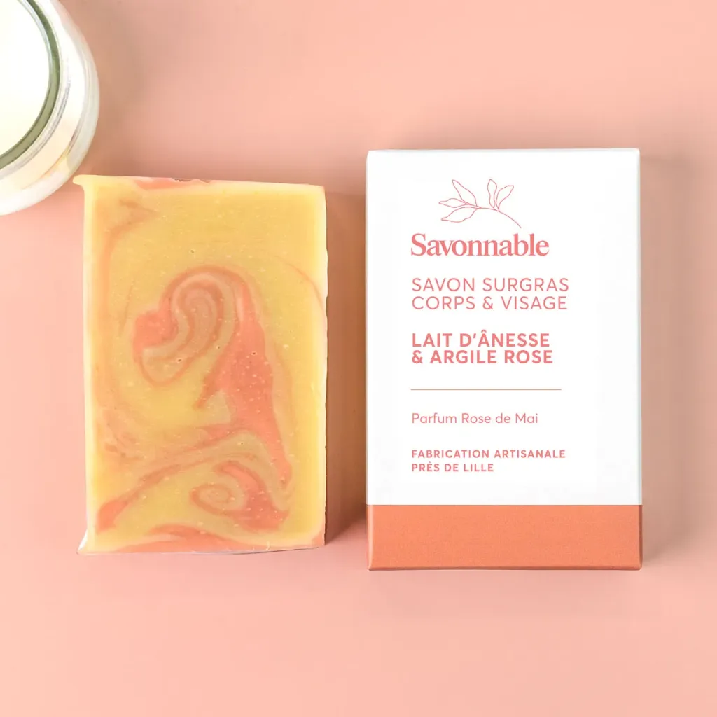 Savon Surgras Lait d’Ânesse & Argile Rose Savonnable – Peaux Délicates – 100 g