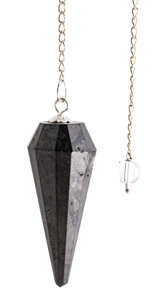 Pendule en shungite naturelle dodécagonal – 40 mm – PSH12