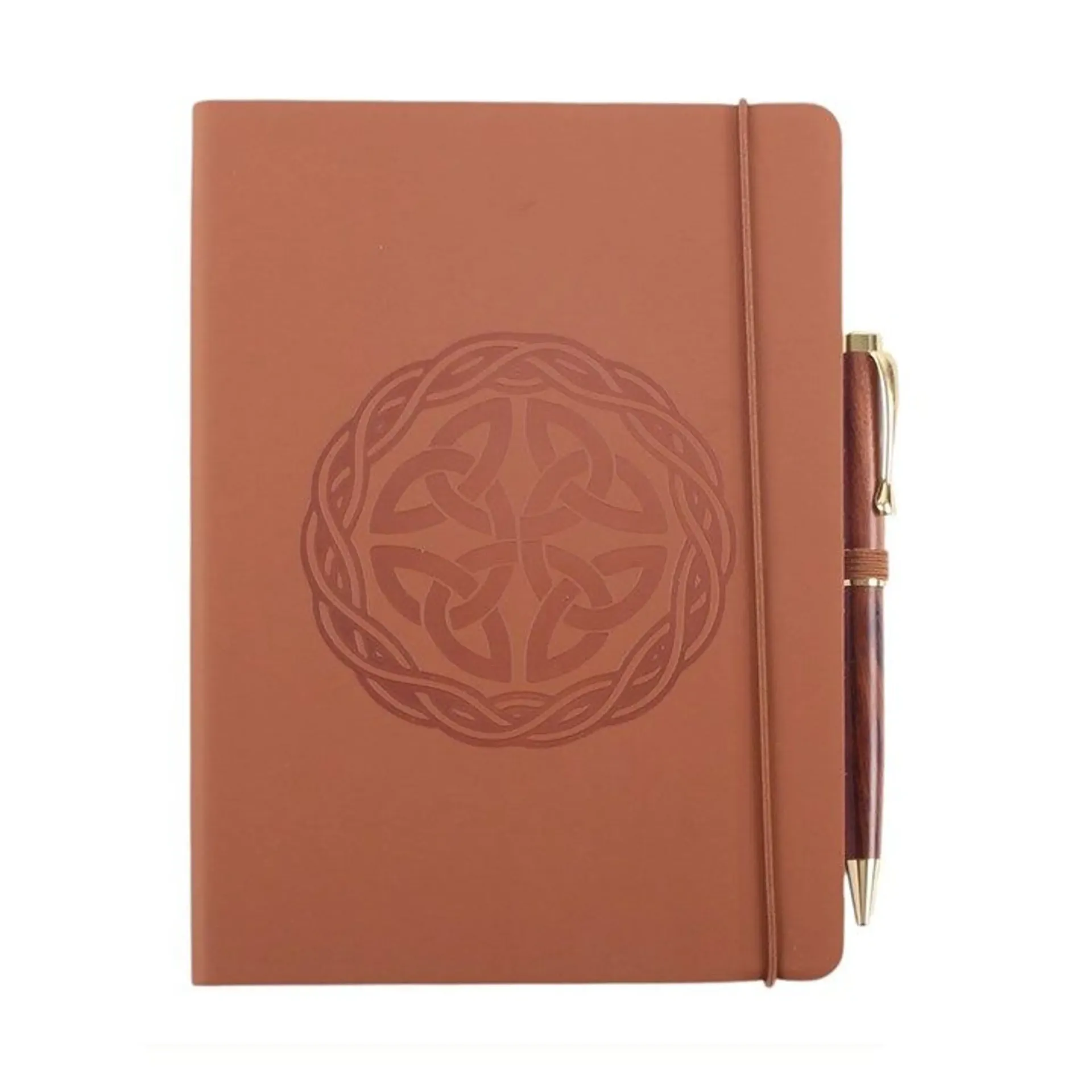 Carnet Celtique A5 avec Stylo – Nœud de Protection – Similicuir Brun