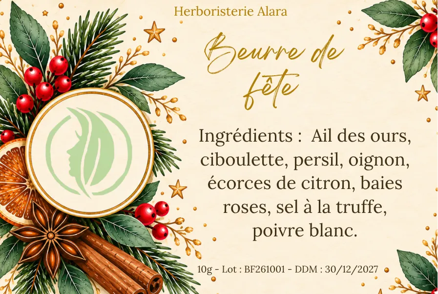 Beurre de fête d'Alara – Mélange d'épices pour beurre aromatisé – 10 g