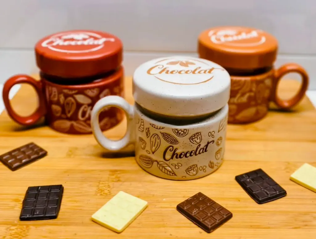 Tasse avec Couvercle Chocolat Beige/Terracotta (D9H9CM) - 3 Assortiments