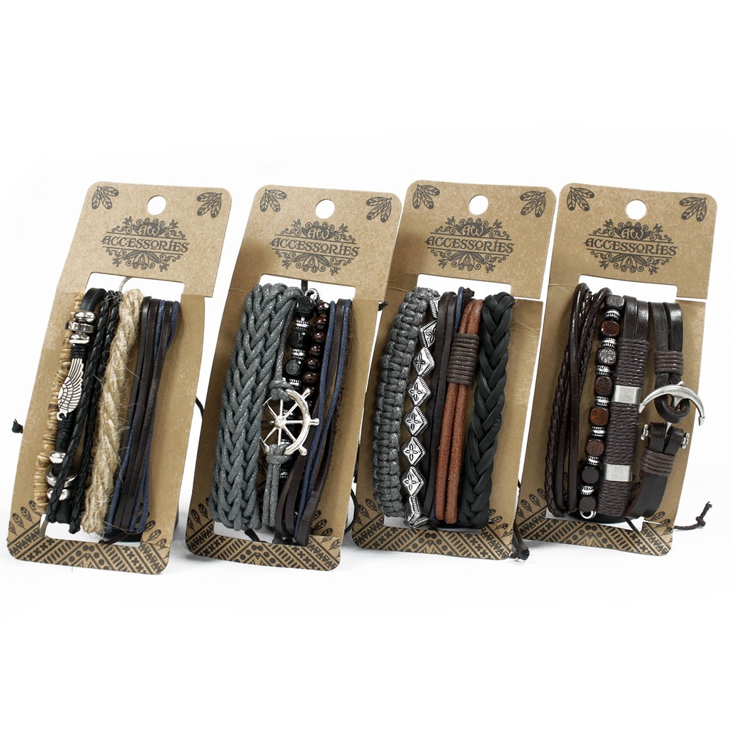 Bracelets pour Hommes - Métal et Cuir (assortiments)