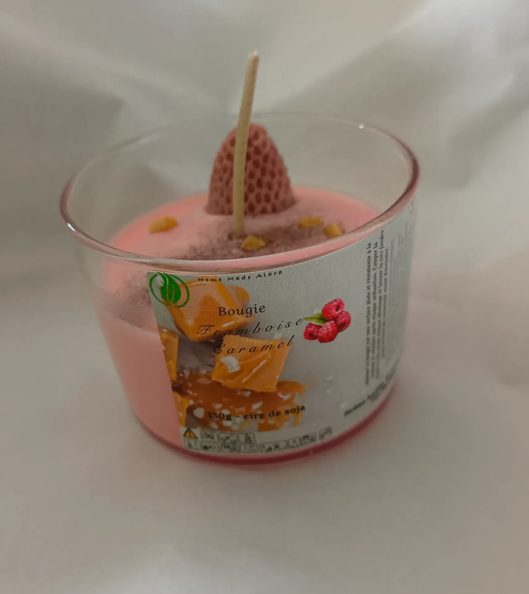 Bougie framboise caramel 130g
