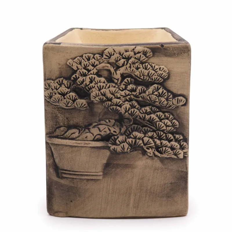 Grand Brûle parfum Bonsaï Peint à la main -  Ardoise