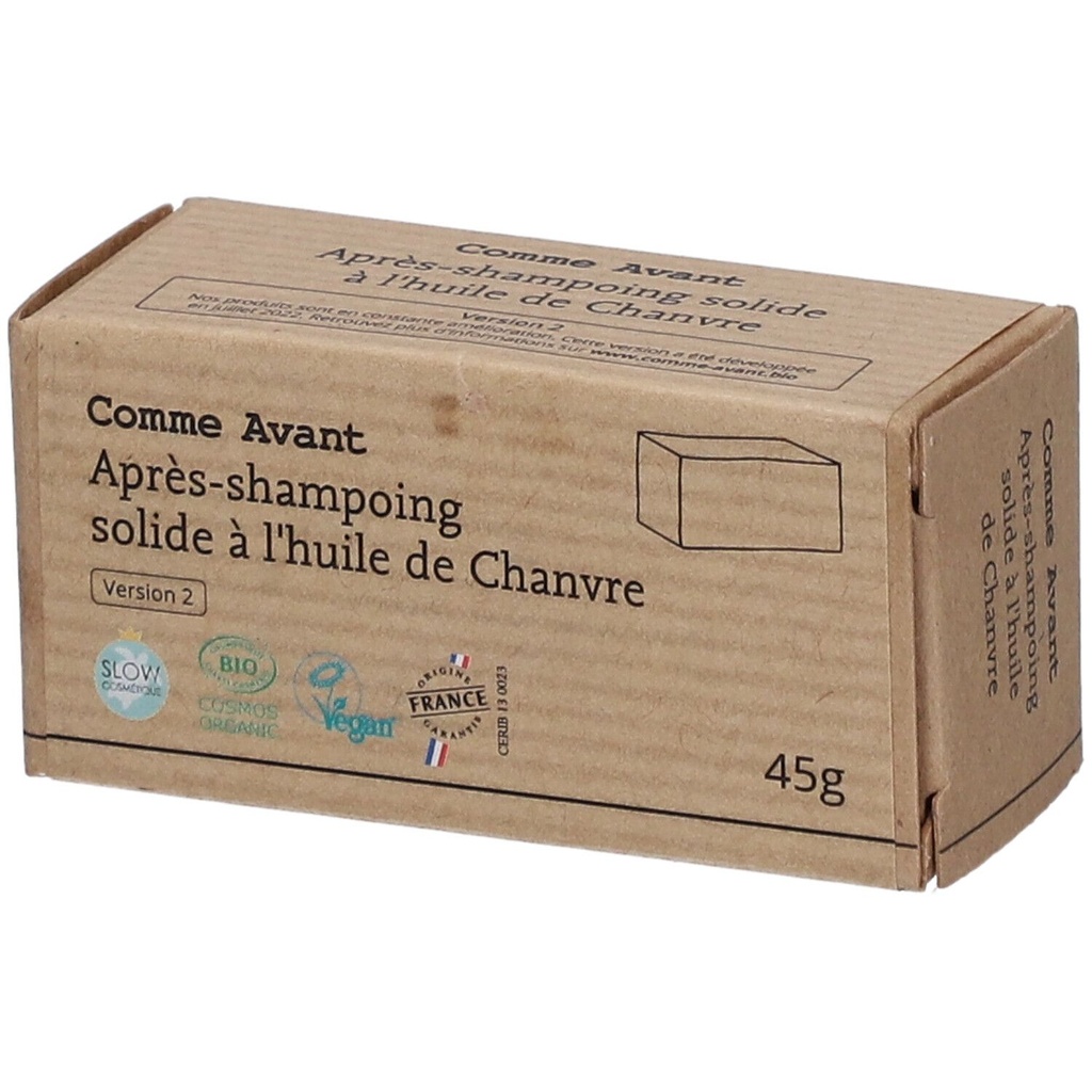 Après shampoing solide à l'huile de chanvre - 45 g - Comme Avant