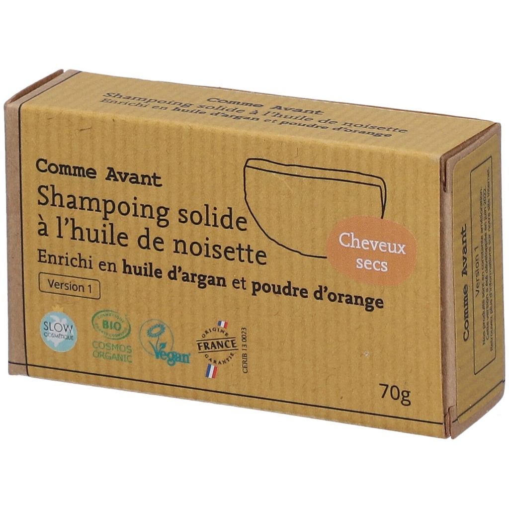 Shampoing solide à l'huile d'argan (cheveux secs) - 70 g - Comme Avant