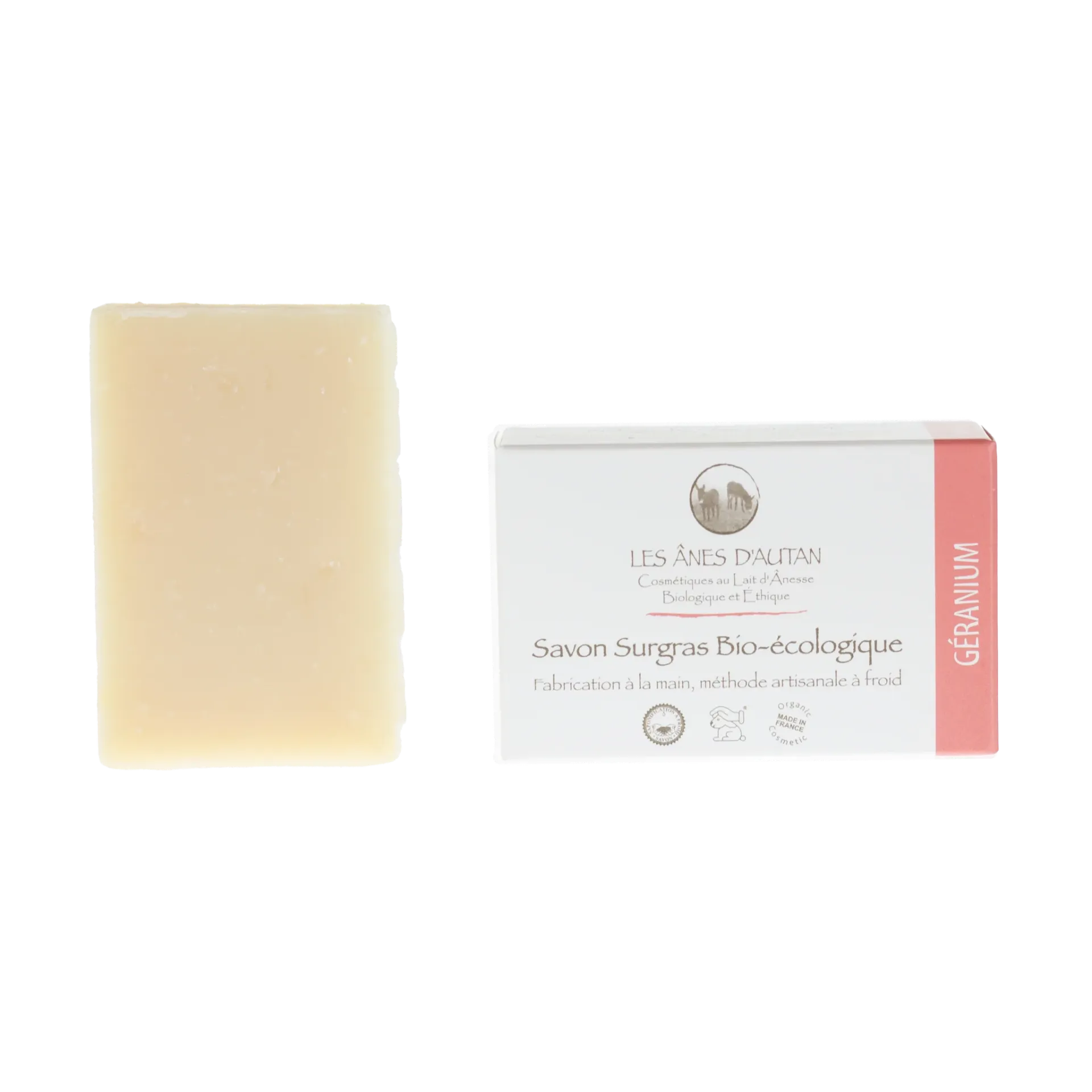 Savon à froid - GÉRANIUM (régénérant) 100 gr - Les ânes d'autan