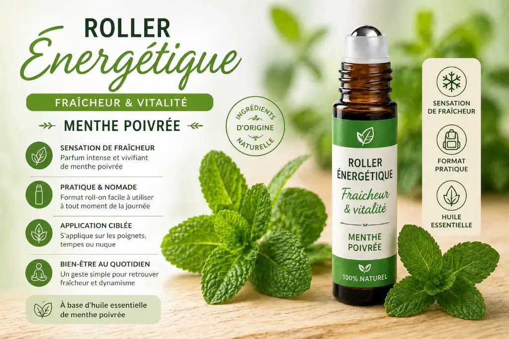 Roller Énergétique - Fraicheur et vitalité -  Menthe poivrée